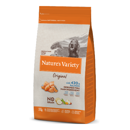 Natures Variety Dog Original No Grain Medium Maxi Adulto Salmão  2 kg