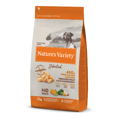 Natures Variety Dog Selected No Grain Mini Adulto Frango Campo 600 g