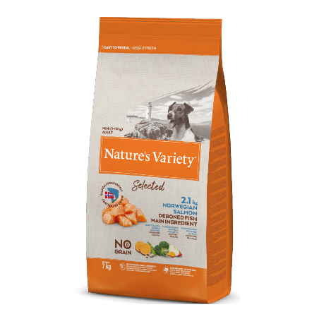 Natures Variety Dog Selected No Grain Mini Adulto Salmão da Noruega 1,5 kg