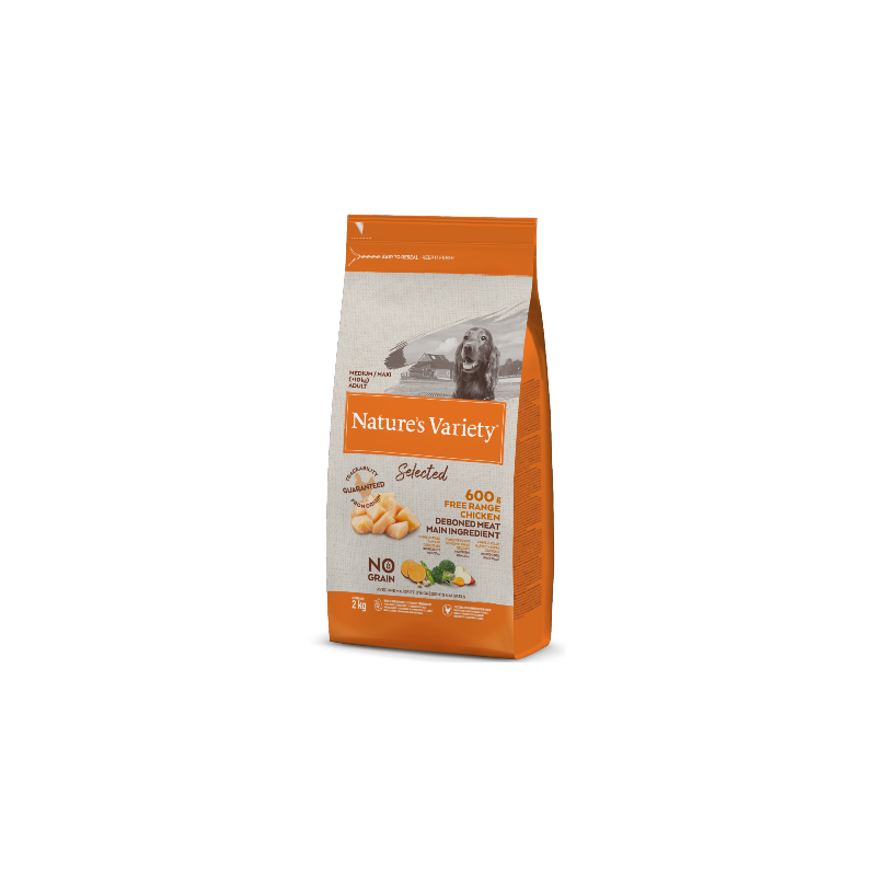 Natures Variety Dog Selected No Grain Medium Maxi Adulto Frango Campo 600 g