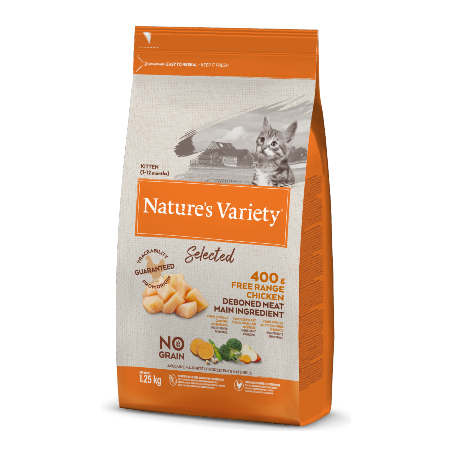 Natures Variety Cat Selected No Grain Kitten Frango Campo 300 g