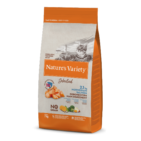 Natures Variety Cat Selected No Grain Sterilized Salmão da Noruega 1,25 kg