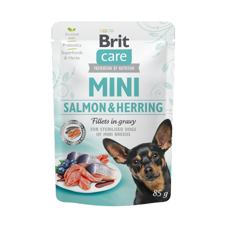 Brit Care Mini Sterilized Salmon & Herring Fillets in Gravy | Wet (Saqueta) 6 X 85 g