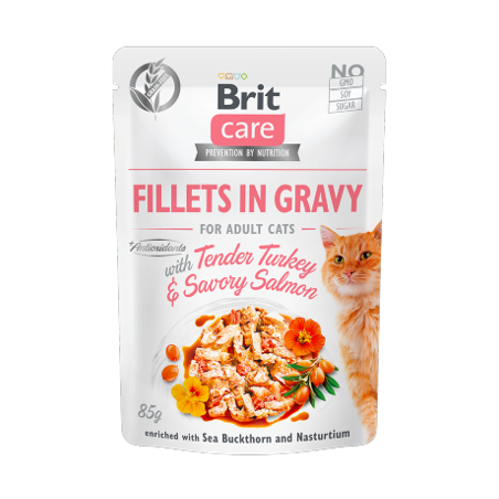 Brit Care Cat Tender Turkey & Savory Salmon in Gravy| Wet (Saqueta) 12 X 85 g