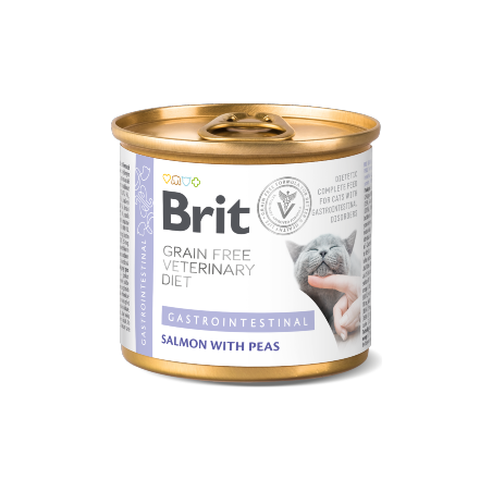 Brit Veterinary Diet Cat Gastrointestinal Grain-Free Salmon with Pea | Wet (Lata) 200 g