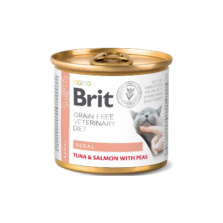 Brit Veterinary Diet Cat Renal Grain-Free Tuna & Salmon with Peas | Wet (Lata) 200 g