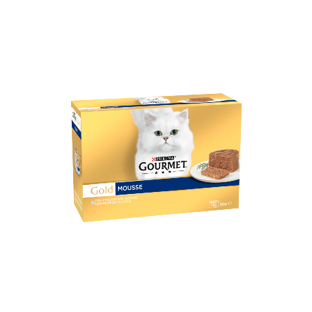 Gourmet Gold Mousse de Peixe do Oceano Multipack 12 | Wet (Lata) 12 x 85 g