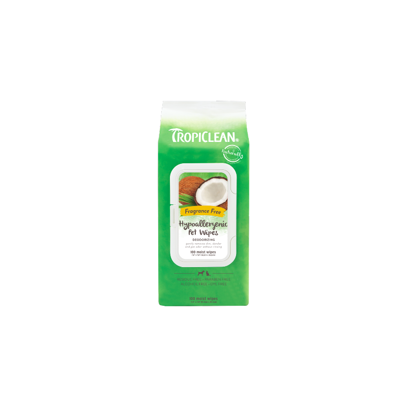 Tropiclean Hypoallergenic Wipes 100 toalhetes