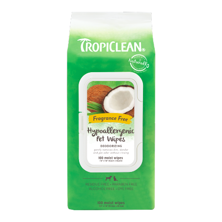 Tropiclean Hypoallergenic Wipes 100 toalhetes