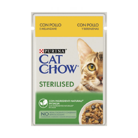 Cat Chow Adult Sterilised Chicken & Eggplant | Wet (Saqueta) 26 X 85 g