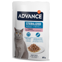 Advance Cat Sterilized Turkey | Wet (Saqueta) Caixa 12 Saquetas 85 g