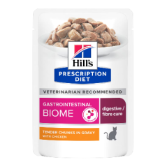 Hills Prescription Diet Feline GI Biome Chicken in Gravy | Wet (Saqueta) Cx c/ 12 saquetas 85g