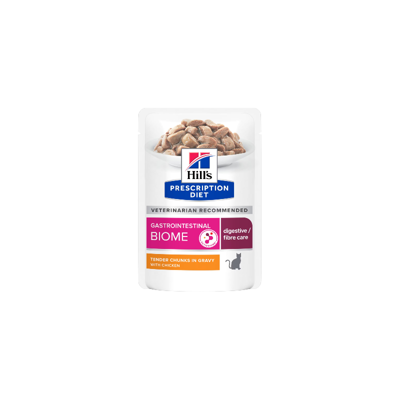 Hills Prescription Diet Feline GI Biome Chicken in Gravy | Wet (Saqueta) Cx c/ 12 saquetas 85g