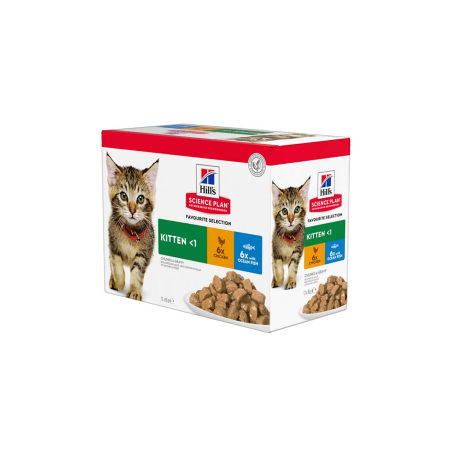 Hills Science Plan Feline Kitten Chicken & Ocean Fish Multipack | Wet (Saqueta) 12 x 85 g