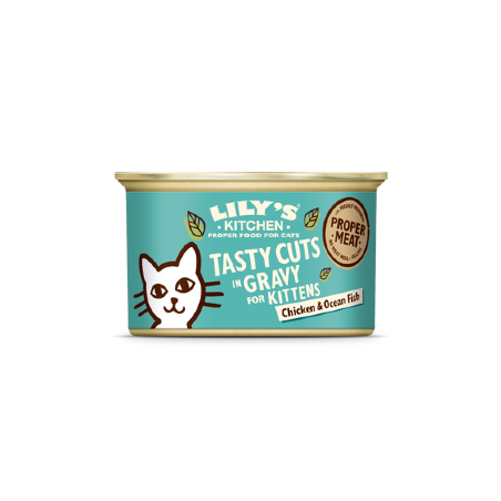 Lilys Kitchen Cat Kitten Tasty Cuts Chicken & Ocean Fish in Gravy | Wet (Lata) 24 X 85 g