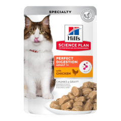 Hills Science Plan Cat Perfect Digestion Adult with Chicken | Wet (Saqueta) Cx c/ 12 saquetas 85 g