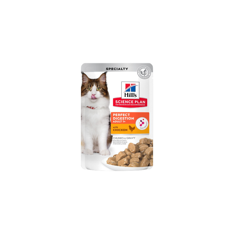 Hills Science Plan Cat Perfect Digestion Adult with Chicken | Wet (Saqueta) Cx c/ 12 saquetas 85 g