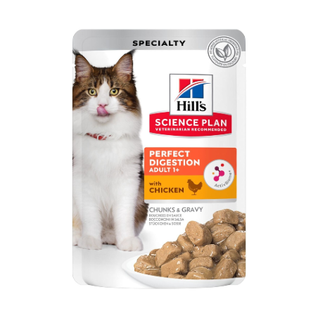 Hills Science Plan Cat Perfect Digestion Adult with Chicken | Wet (Saqueta) Cx c/ 12 saquetas 85 g