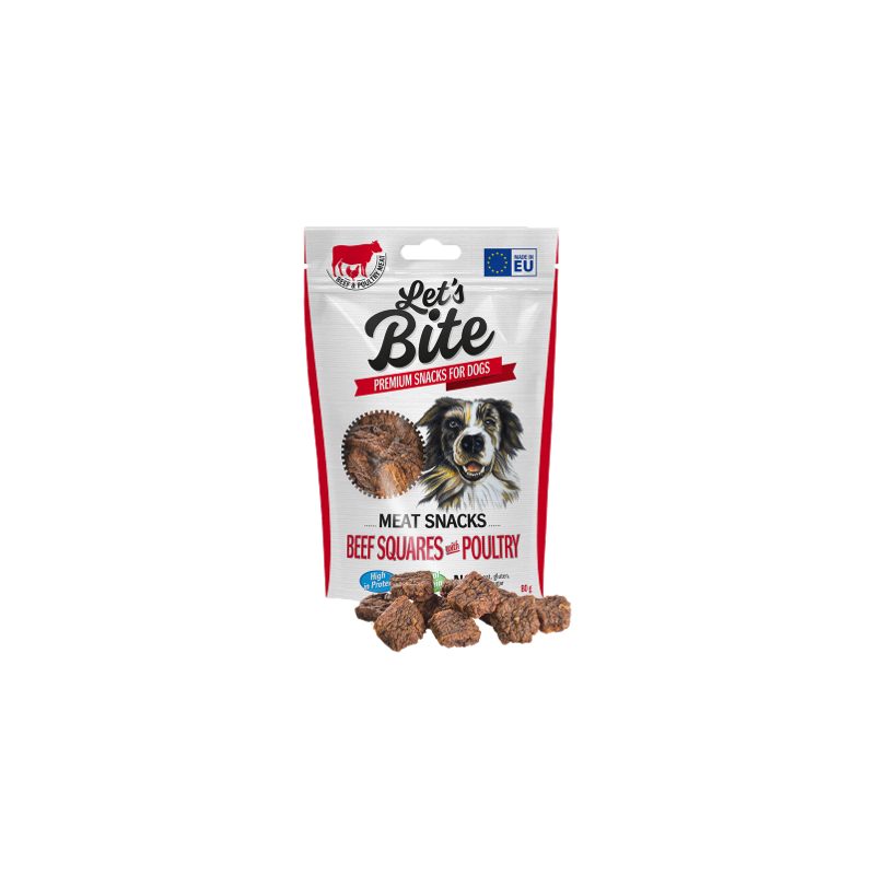 Brit Let's Bite Dog Meat Snacks Beef Squares with Poultry 80 g