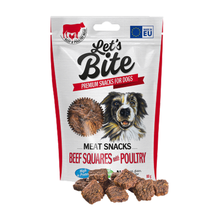 Brit Let's Bite Dog Meat Snacks Beef Squares with Poultry 80 g