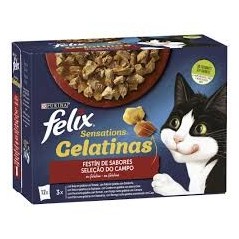 Felix Sensations Gelatinas Selecção do Campo Vaca e Frango| Wet (Saqueta) 12 X 4 x 85 g