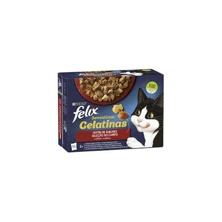 Felix Sensations Gelatinas Selecção do Campo Vaca e Frango| Wet (Saqueta) 12 X 4 x 85 g