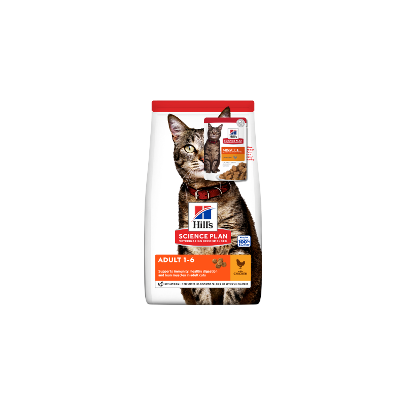 Hills Science Plan Adult Cat with Chicken c/oferta de Saqueta | 1,5 kg + 85 g oferta