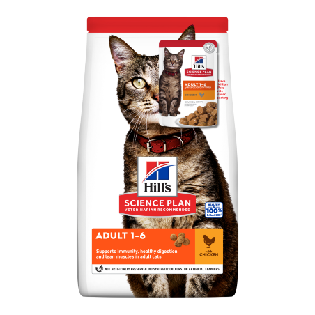 Hills Science Plan Adult Cat with Chicken c/oferta de Saqueta | 1,5 kg + 85 g oferta