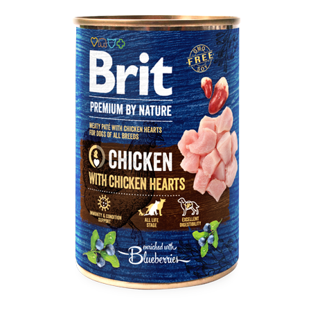 Ração húmida para Cão Brit Premium by Nature Dog Chicken with Hearts | Wet (Lata) | 800 g