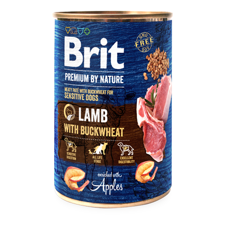 Ração húmida para Cão Brit Premium by Nature Dog Lamb with Buckwheat | Wet (Lata) | 400 g