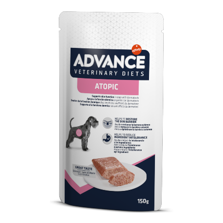 Ração Veterinária húmida para Cão Advance Vet Dog Atopic | Wet (Saqueta) | Cx c/ 8 saquetas 150 g