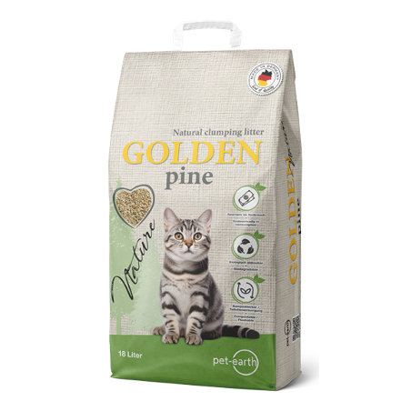 Areia para Gatos Auto Aglomerante Golden Nature Pine | 18 L