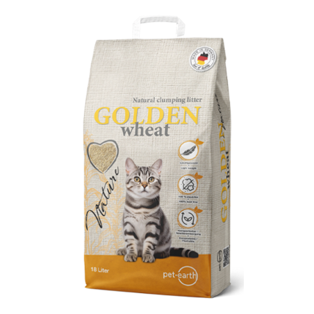 Areia para Gatos Auto Aglomerante Golden Nature Wheat | 18 L