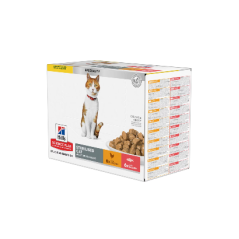 Alimento húmido para Gatos Hills Science Plan Cat Young Adult with Chicken & Salmon Multipack | Wet (Saqueta)	 | Caixa 12 x 85