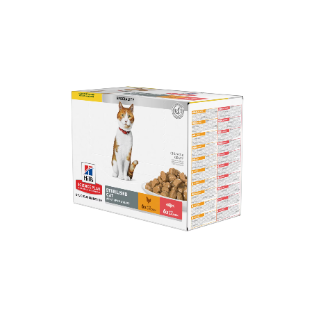 Alimento húmido para Gatos Hills Science Plan Cat Young Adult with Chicken & Salmon Multipack | Wet (Saqueta)	 | Caixa 12 x 85